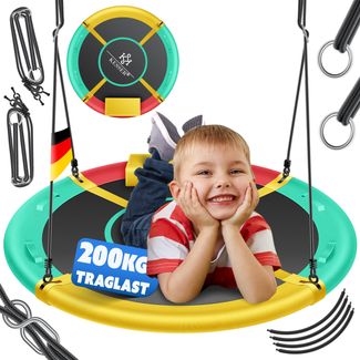 KESSER® Nestschaukel Tellerschaukel Hängeschaukel Rundschaukel Schaukel verstellbar Garten-Schaukel Kinderschaukel Indoor - Outdoor-Schaukel für Kinder & Erwachsene Mehrfarbig, 60cm