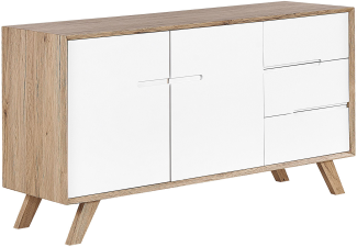 Sideboard weiß / heller Holzfarbton 3 Schubladen 2 Schränke FORESTER