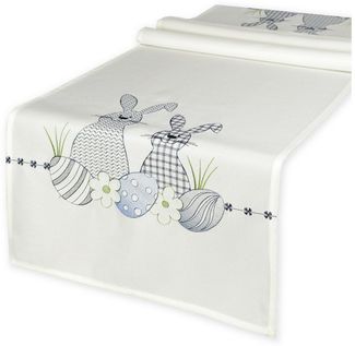 Delindo Lifestyle Tischdecke Mitteldecke, Tischläufer Osterhäschen (1-tlg), bestickt mit Ostermotiv