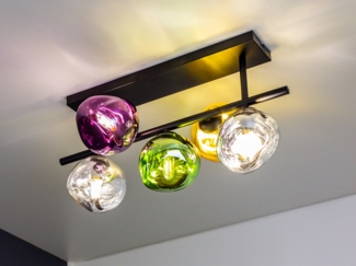 Deckenleuchte CANOPUS mit ausgefallenen bunten Glaskugeln, Breite 60cm