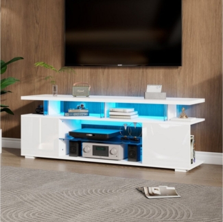 autolock Lowboard TV-Schrank Hochglanz mit LED-Beleuchtung für 60-Zoll-Fernseher (150 × 40 × 53 cm), TV-Board Fernsehschrank universelle Gaming-Medienständer
