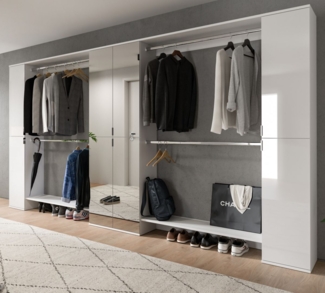 Garderobenschrank SystemX in weiß Hochglanz 341 cm