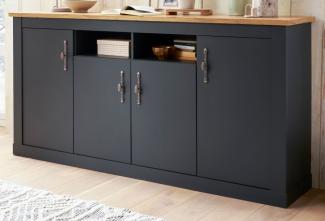 Sideboard Ribera in grau und Eiche Wotan Landhaus 200 cm