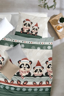 Carpe Sonno Bettwäsche Biber Bettwäsche Pandas aus 100% Baumwolle, Biber, 2 teilig, Bettbezug Panda 100% Baumwolle Kuschelig warm 135 x 200