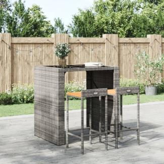 vidaXL Barhocker 2 Stk. Grau Poly Rattan und Massivholz Akazie 362603