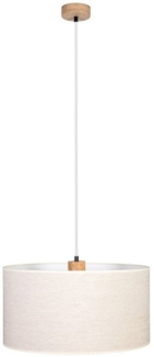 SPOT Light Pendelleuchte BELOS, Braun, Weiß, 1-flammig, Ø 50 cm, ohne Leuchtmittel, Lampenschirm aus Leinen in weiß