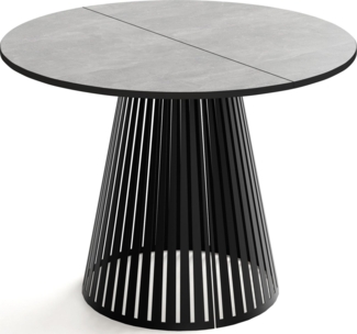 WFL GROUP Esstisch Naro Black (erhältlich in 2 Größen – 100/120 cm, ausziehbar auf 180/200 cm), platzsparender Tisch mit Lamellen für Küche, Esszimmer oder Wohnzimmer