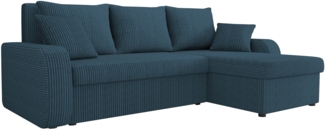 Mirjan24 'Kris' Ecksofa Cord, Blau, 80 x 147 x 238 cm