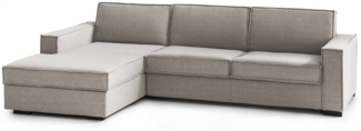 Dmora Sofa mit Halbinsel Anila, Ecksofa mit Halbinsel Sinistra mit Stauraum, Standardarmlehnen, 100 % Made in Italy, cm 280 x 95 x 90, Taupe