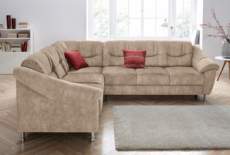 Cavadore Ecksofa Salisa mit Federkern / Polsterecke im klassischen Design / 264 x 86 x 244 / Mikrofaser Beige