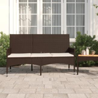 vidaXL Gartenbank 3-Sitzer mit Kissen Braun Poly Rattan 319491