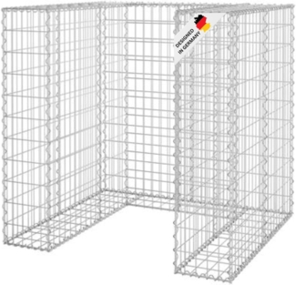 DELUKE® 1er Gabionen Mülltonnenbox ESOL 110x110x100cmMülltonnenverkleidung für 1 Tonne Gabionenwand Müllbox aus Steinen Mülltonnenschutz