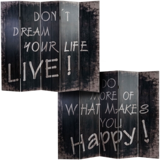 Foto-Paravent Vintage, Paravent Raumteiler Trennwand ~ 180x200cm, Spruch