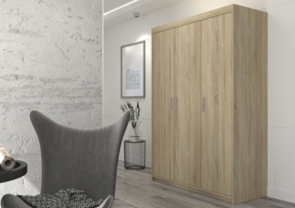AX LIVING Storicos 3D 3 türig Kleiderschrank Eiche Sonoma 133 cm breit