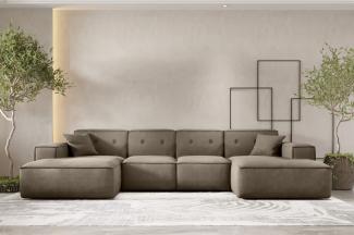 Wohnlandschaft Sofa U-Form CESINA in Stoff Opera Velvet Taupe