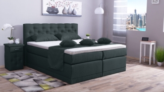 Meisterbetten Boxspringbett Babo 100x200 in WT-Dunkel Grau, Matratzenbezug Nano, Komfortschaum-Topper