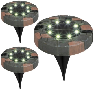 BONETTI LED Gartenleuchte Solar Bodenleuchte mit kalt-weißen LEDs, je Leuchte 8 LEDs