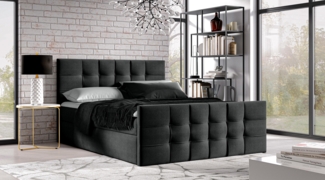 AX LIVING Boxspringbett 160x200 mit Bettkasten Ambusio in Schwarz