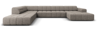 Micadoni Panorama Ecksofa Jennifer 7-Sitzer Links Chenille Grau