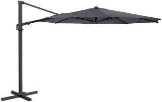 Sonnenschirm Vinovo von Brafab aus Aluminium und Polyester, modern, anthrazit, neigbar, Ø 350 cm