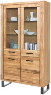 Vitrine >Tom-I< in Wildeiche / schwarz aus Teilmassiv - 110x200x40cm (BxHxT)