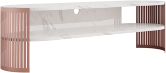 TV-Lowboard Fahugin Oval Ember (Farbe: Kupfer / Bianco Marmor)