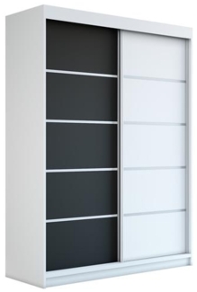 Schwebetürenschrank PARIS 2-türig Schrank 180 cm (mit Spiegel) Farbe: Weiß , schwarz