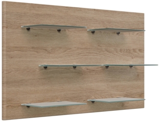 Wandregal Emotion 6 Glasablagen 104x60 cm Eiche : Weissmatt / Eiche hell