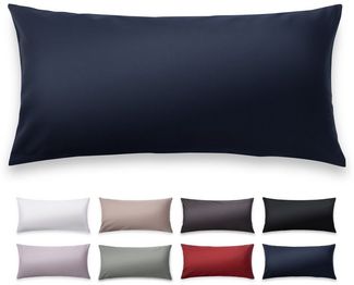 Blumtal Kissenbezüge Premium Mako Satin Kissenbezug, superweich aus 100% Baumwolle, (2 Stück), OEKO-TEX zertifiziert – Glanzoptik & farblich passender Reißverschluss