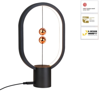 ZMH Schwarze LED Nachttischlampe Tischlampe: Tischlampe Kleine Dekorative Magnetlampe mit USB