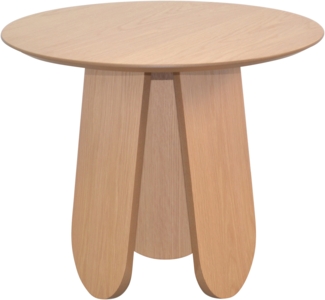 Schlichter, runder Beistelltisch mit Echtholzfurnier, Eiche