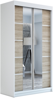 Schwebetürenschrank ERA 2-türig Schrank 120 cm (mit Spiegel) Farbe: Weiß , sonoma