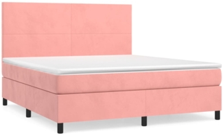 vidaXL Boxspringbett mit Matratze Rosa 160x200 cm Samt 3142916