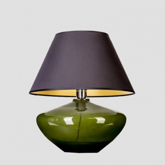 Tischlampe Glas grün bauchig mit Lampenschirm Glaslampe