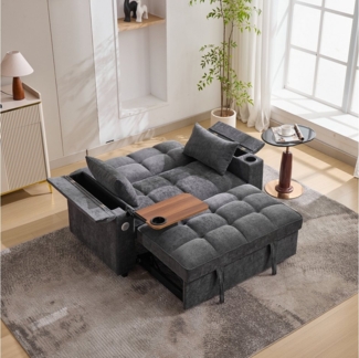 OKWISH Schlafsofa 3-in-1 Ausziehsofa, Sofabett, Gästebett 1 Teile, mit verstellbarer Rückenlehne, USB-Anschluss