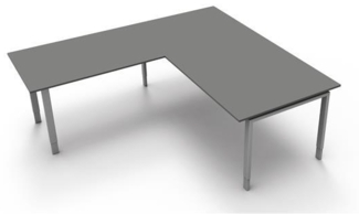 Kerkmann Schreibtisch Besprechungstisch 4170 Form 5 200x100x68-82 cm Vierfuß-Gestell höhenverstellbar mit Anbautisch Grafit