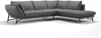 Sofanella Ecksofa ESTELLA Wohnlandschaft Ledersofa Eckgarnitur in Grau
