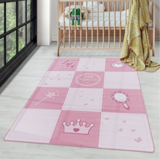 Carpettex Kinderteppich Prinzessin-Design, Rechteckig, Höhe: 7 mm, Teppich Kinderzimmer Prinzessin-Design Rutschfest Waschbar