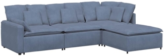 vidaXL Modulares Sofa mit Fußhocker Kissen Cordstoff Blau 3321200