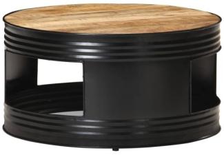 vidaXL Couchtisch Schwarz 68x68x36 cm Raues Mango-Massivholz 321931