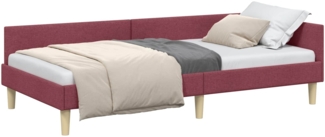 vidaXL Eckbettgestell mit Kopfteil Weinrot 100 x 200 cm Stoff 42016128