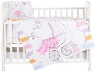 Chipolino Babybettwäsche 3-teilig, Decke 130 x 100 cm, Kissen 45 x 35 cm, Laken pink