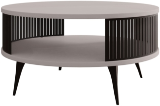 Couchtisch Rajkon, Beine und Seiten aus Stahl (Farbe: Schwarz / Cashmere)