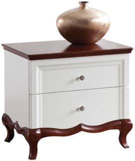 Casa Padrino Luxus Art Deco Nachttisch mit 2 Schubladen Weiß / Dunkelbraun 64 x 46,5 x H. 59 cm - Schlafzimmermöbel