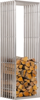 DELUKE® Kaminholzregal Metall PREMIUM - Innen und Aussen, Edelstahl Brennholzregal innen Kaminholzständer Kaminholzhalter Feuerholzregal Aussen Holz stapeln Terrasse, 40x50x150cm