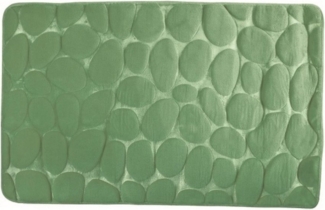 MSV Badematte KIESELSTEIN, rutschhemmende Beschichtung, für Fußbodenheizung geeignet, strapazierfähig, waschbar, schnelltrocknend, Microfaser, PVC, aus super-weicher Microfaser, in 2 Größen und vielen trendigen Farben erhältlich, 40x60 cm, pastellgrün