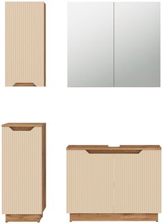 Badmöbel-Set Lotta Eiche/Kaschmir gestreift 4 Teile Vicco