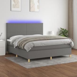 vidaXL Boxspringbett mit Matratze & LED Dunkelgrau 160x200 cm Stoff, Härtegrad: H2 [3135286]