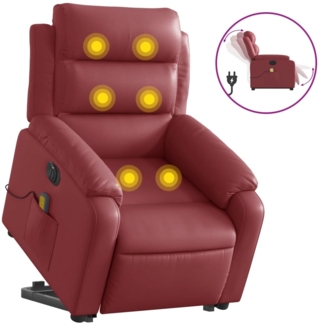 vidaXL Massagesessel mit Aufstehhilfe Elektrisch Weinrot Kunstleder 3205067