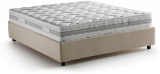 Dmora Apel Doppelbett, Bettkasten mit Stoffbezug, 100 % Made in Italy, Öffnung vorne, inklusive Matratze 160 x 190 cm, Beige